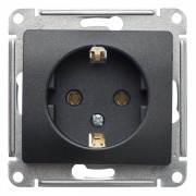 Розетка с заземлением 16А механизм SE Glossa, антрацит