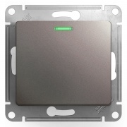 Одноклавишный переключатель с подсветкой 10AX механизм SE Glossa, платина