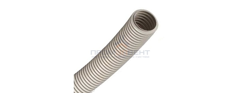 Труба ПВХ гибкая гофр. д.25мм, сверхтяжёлая с протяжкой, цвет серый [бухта 50м]