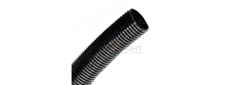 Труба PA6V0, гибкая гофр. д.25мм, без протяжки, цвет тёмно-серый [бухта 50м]