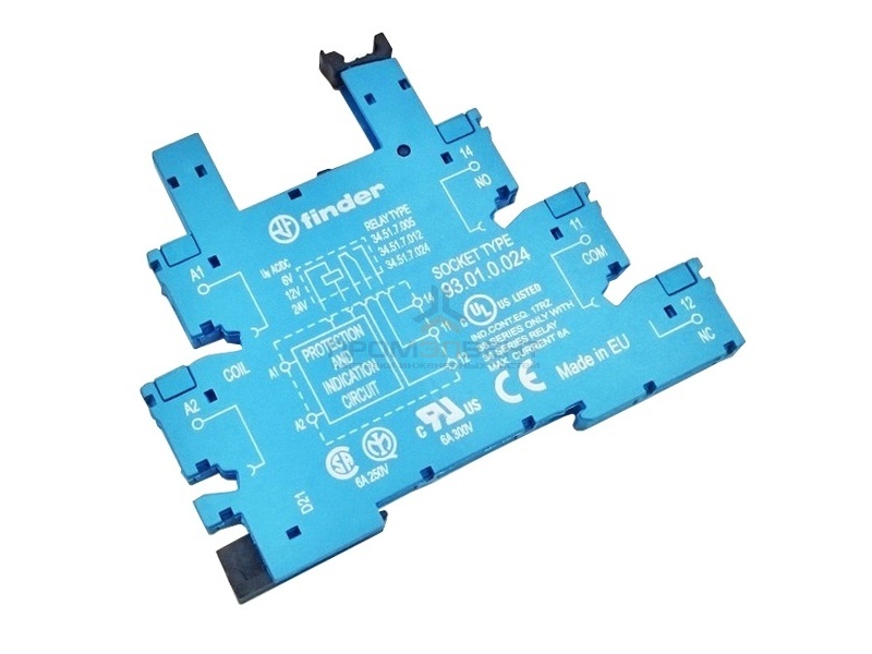 Розетка Finder 93.01.0.024 с винтовыми клеммами для реле 34 серии (с зажимной клетью)